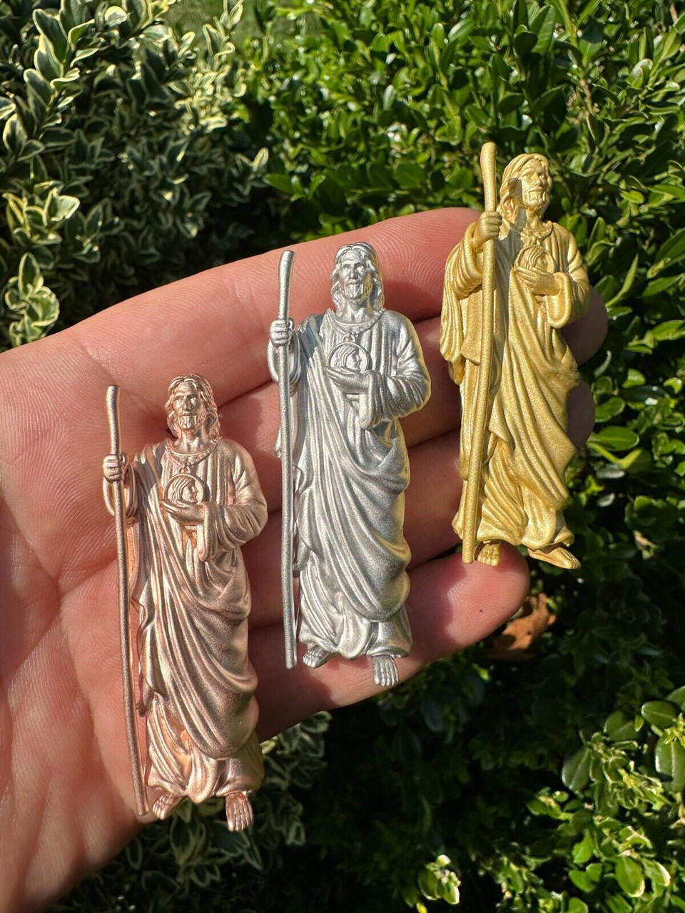 HarlemBling Heavy 3D San Judas St Jude Real 925 Silver 14k Yellow Rose Gold Pendant Necklace