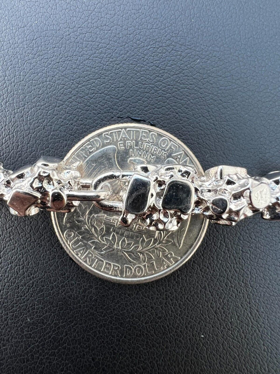 HarlemBling Heavy 8mm Custom Handmade Solid 925 Sterling Silver Nugget Link Bracelet Mens
