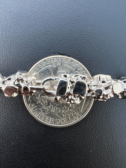 HarlemBling Heavy 8mm Custom Handmade Solid 925 Sterling Silver Nugget Link Bracelet Mens