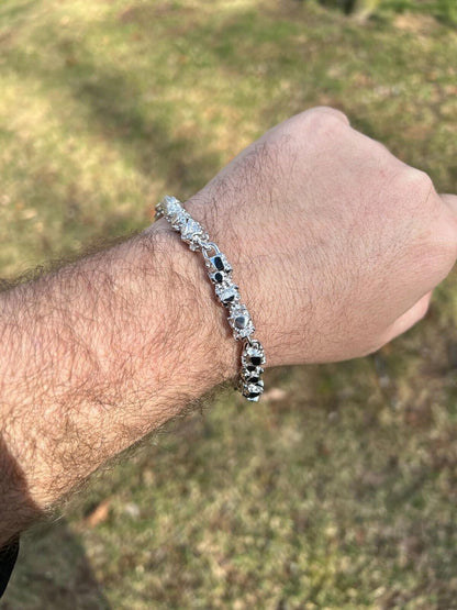HarlemBling Heavy 8mm Custom Handmade Solid 925 Sterling Silver Nugget Link Bracelet Mens