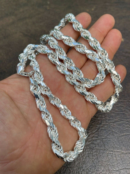HarlemBling Heavy 8mm Mens Rope Chain Real Solid 925 Sterling Silver Necklace 18-30 ITALY