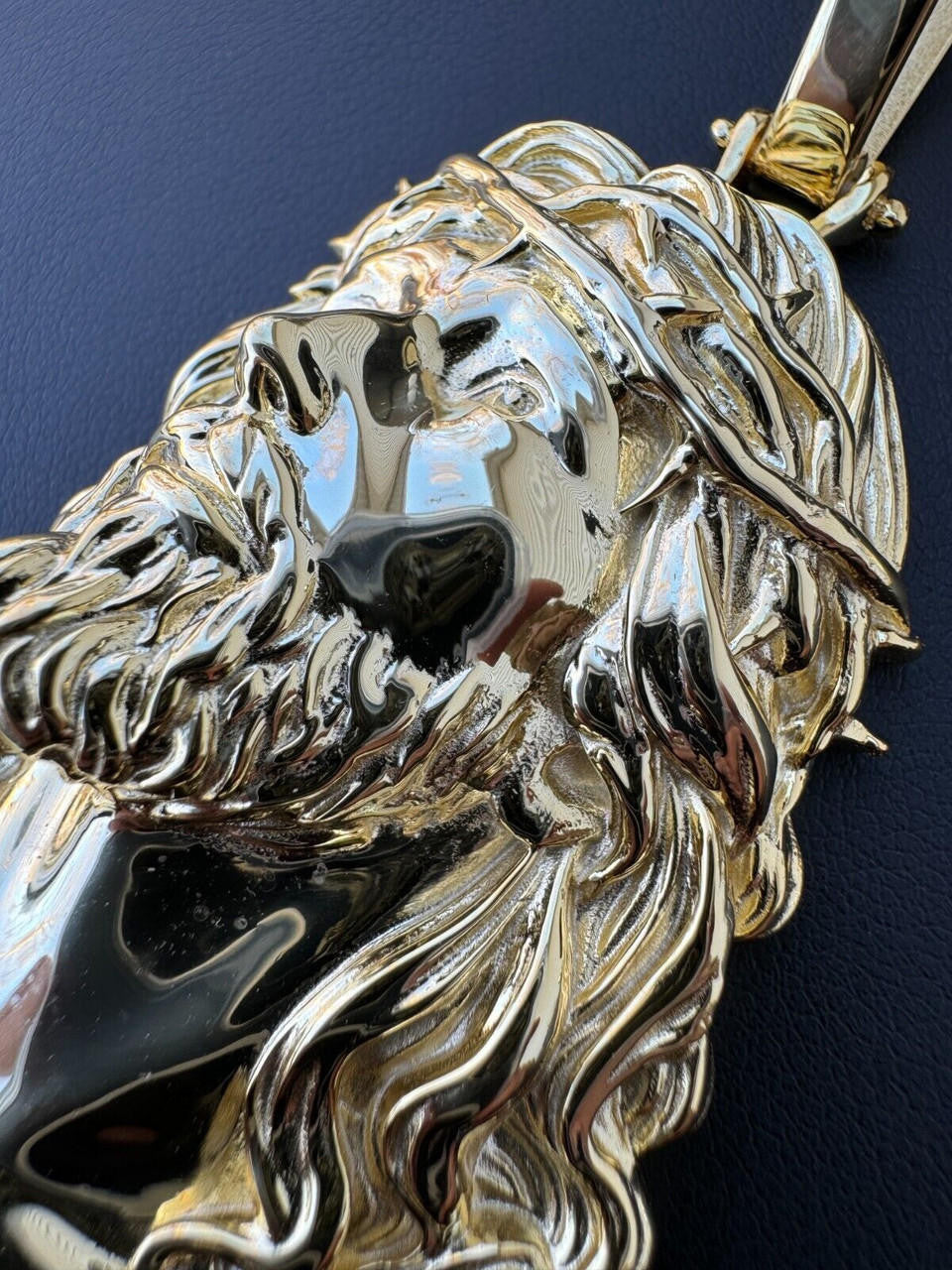 HarlemBling HEAVY Real Solid 925 Silver 14k Gold Vermeil Plain Jesus Piece Pendant Necklace