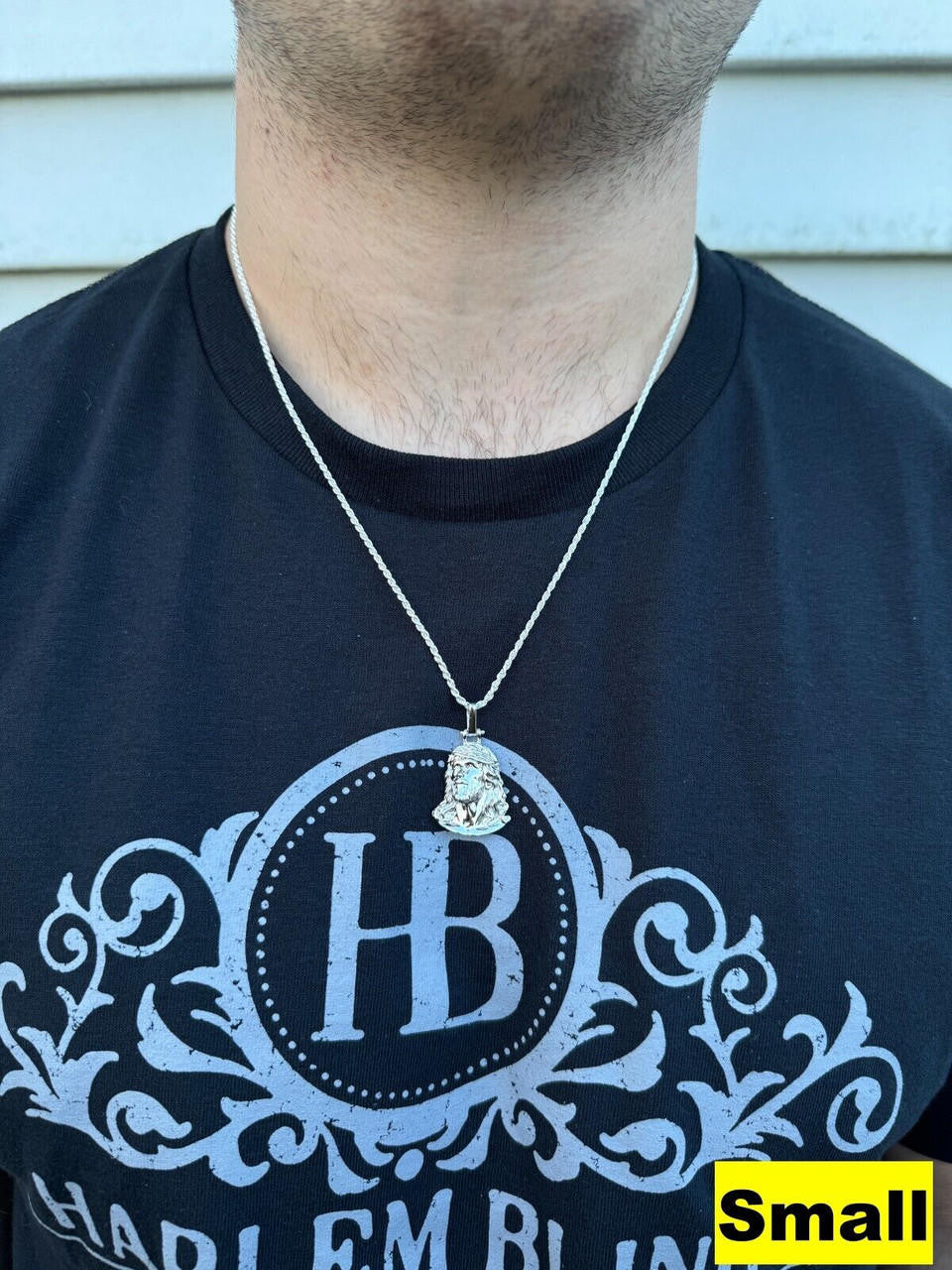 HarlemBling HEAVY Real Solid 925 Sterling Silver Plain Jesus Piece Pendant Necklace DETAILED