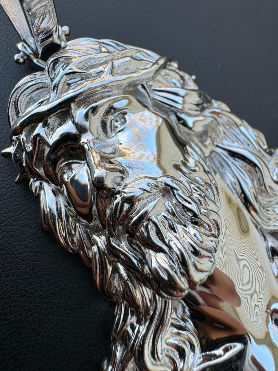 HarlemBling HEAVY Real Solid 925 Sterling Silver Plain Jesus Piece Pendant Necklace DETAILED