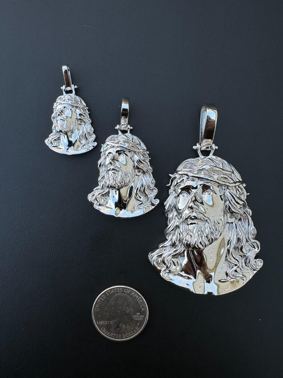 HarlemBling HEAVY Real Solid 925 Sterling Silver Plain Jesus Piece Pendant Necklace DETAILED