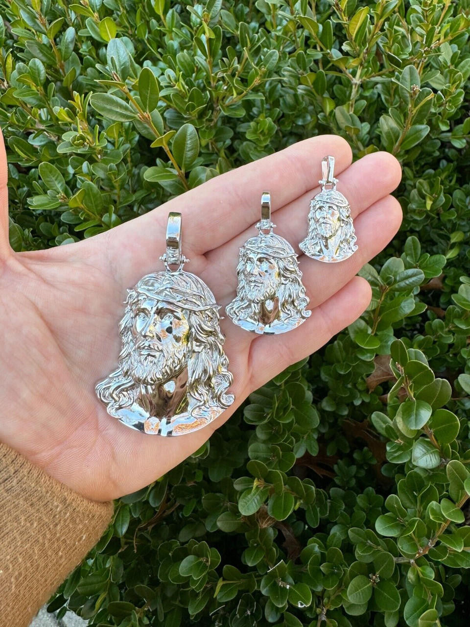 HarlemBling HEAVY Real Solid 925 Sterling Silver Plain Jesus Piece Pendant Necklace DETAILED