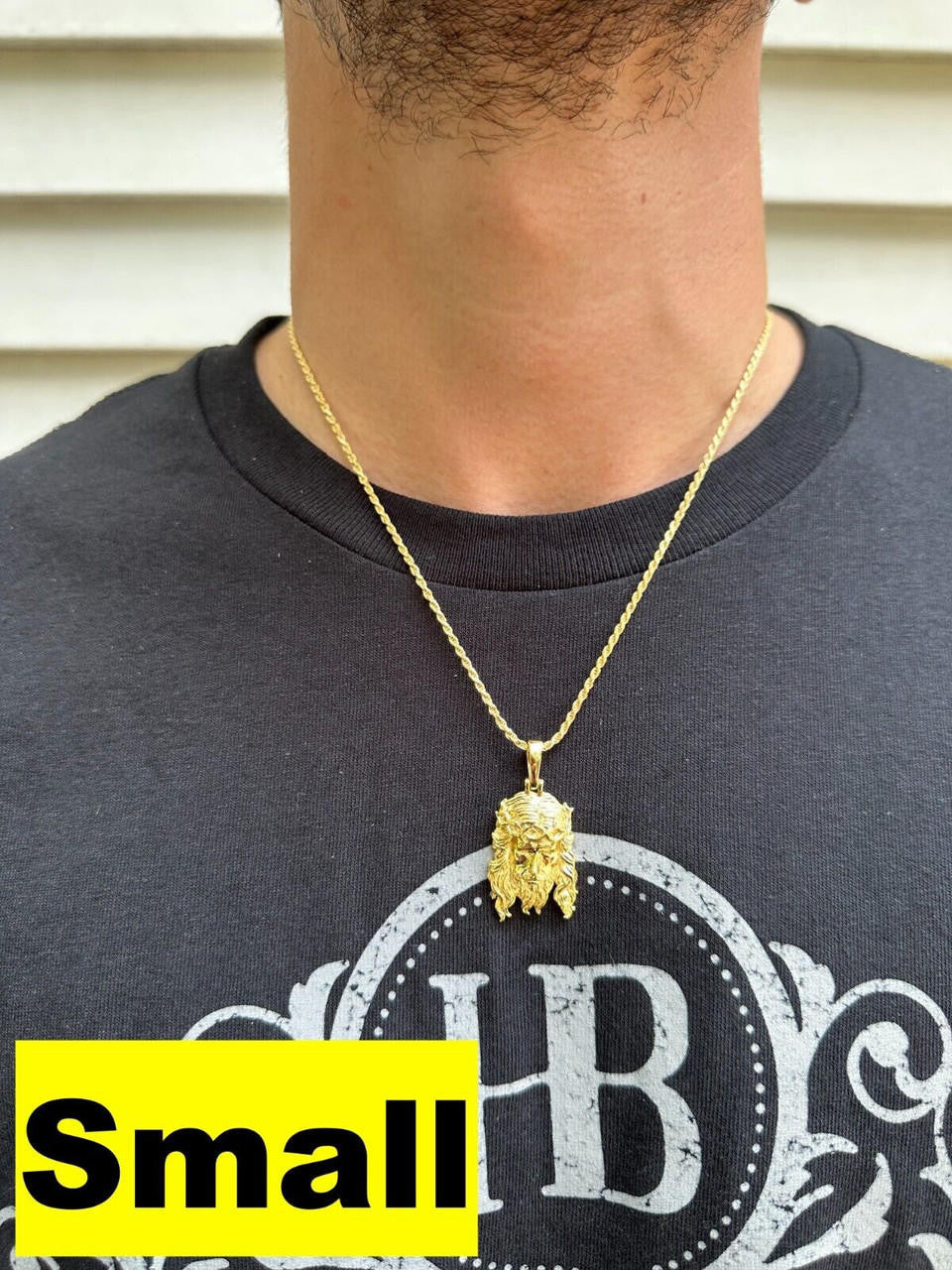 HarlemBling HEAVY SOLID Real 14k Gold Over 925 Sterling Silver Jesus Piece Pendant - 1-2.5"