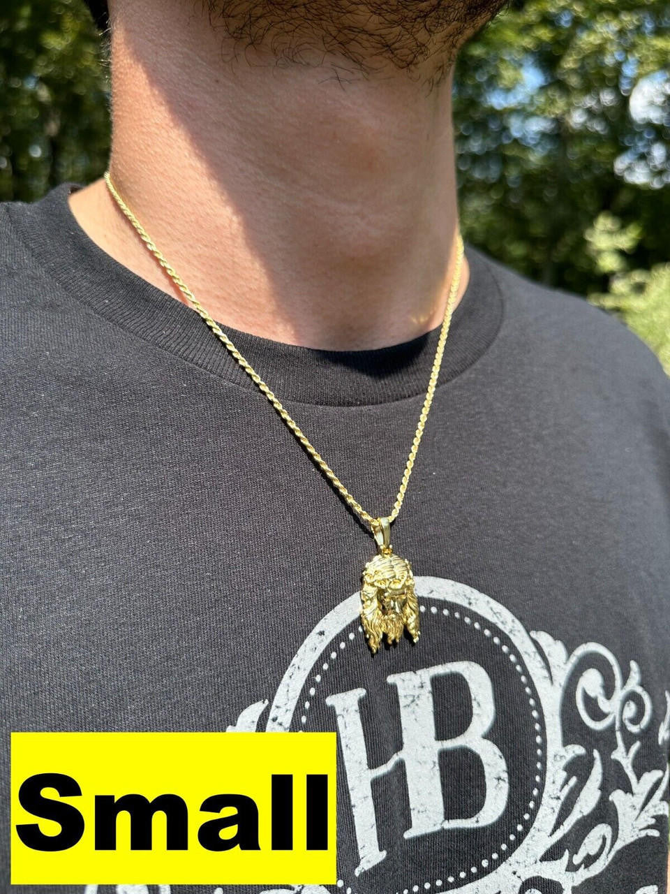 HarlemBling HEAVY SOLID Real 14k Gold Over 925 Sterling Silver Jesus Piece Pendant - 1-2.5"