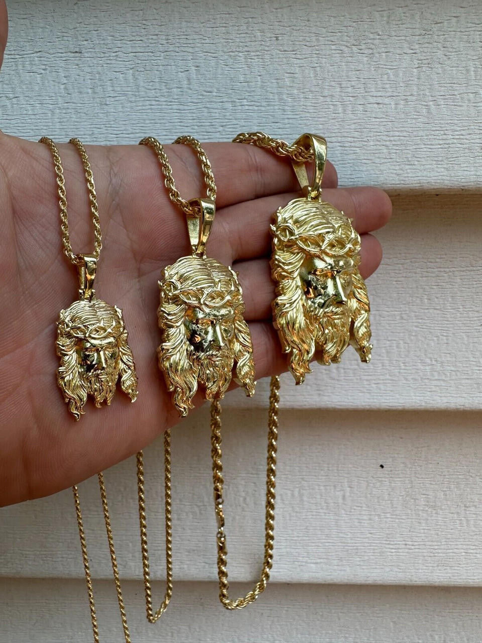 HarlemBling HEAVY SOLID Real 14k Gold Over 925 Sterling Silver Jesus Piece Pendant - 1-2.5"