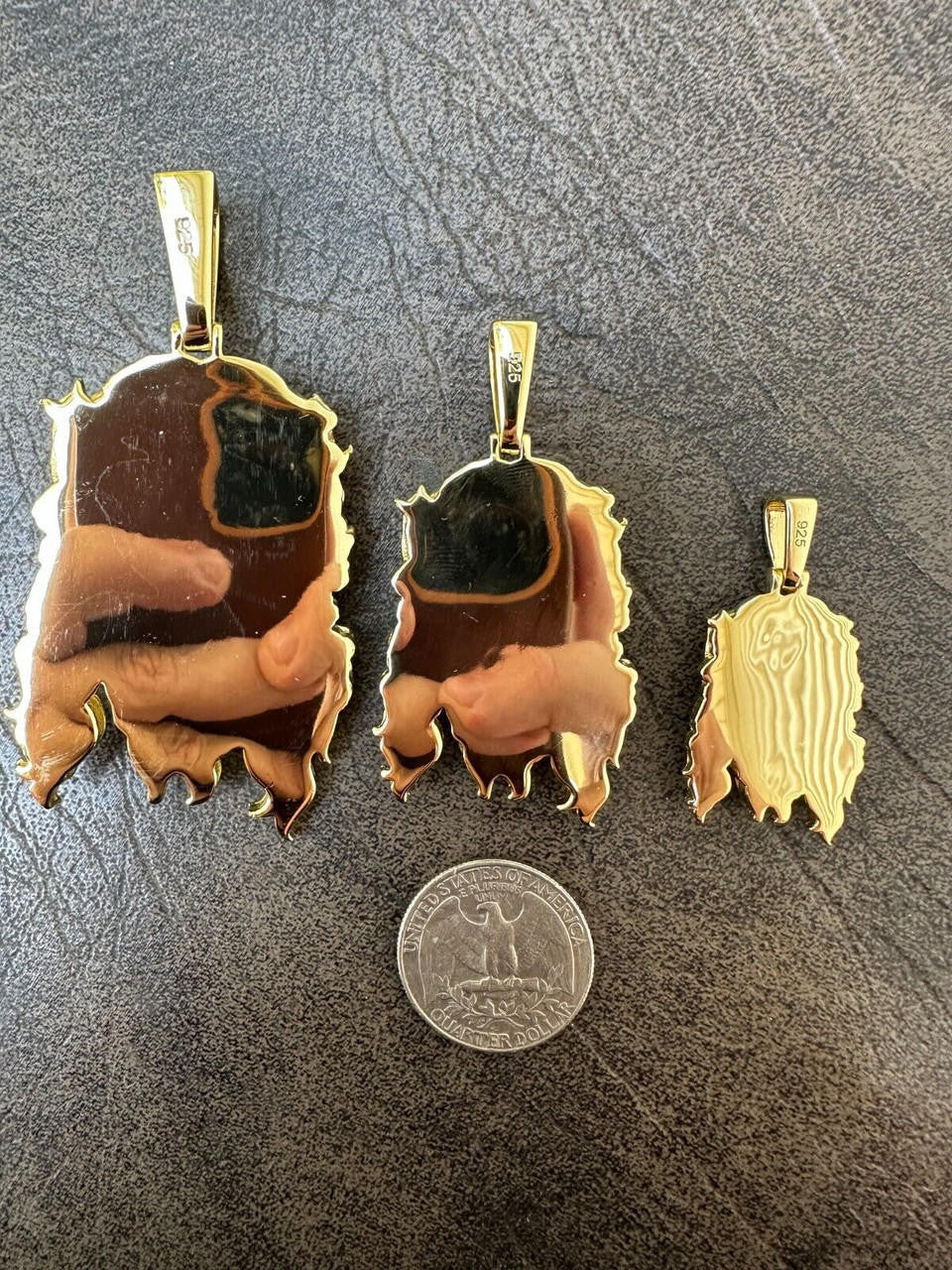 HarlemBling HEAVY SOLID Real 14k Gold Over 925 Sterling Silver Jesus Piece Pendant - 1-2.5"