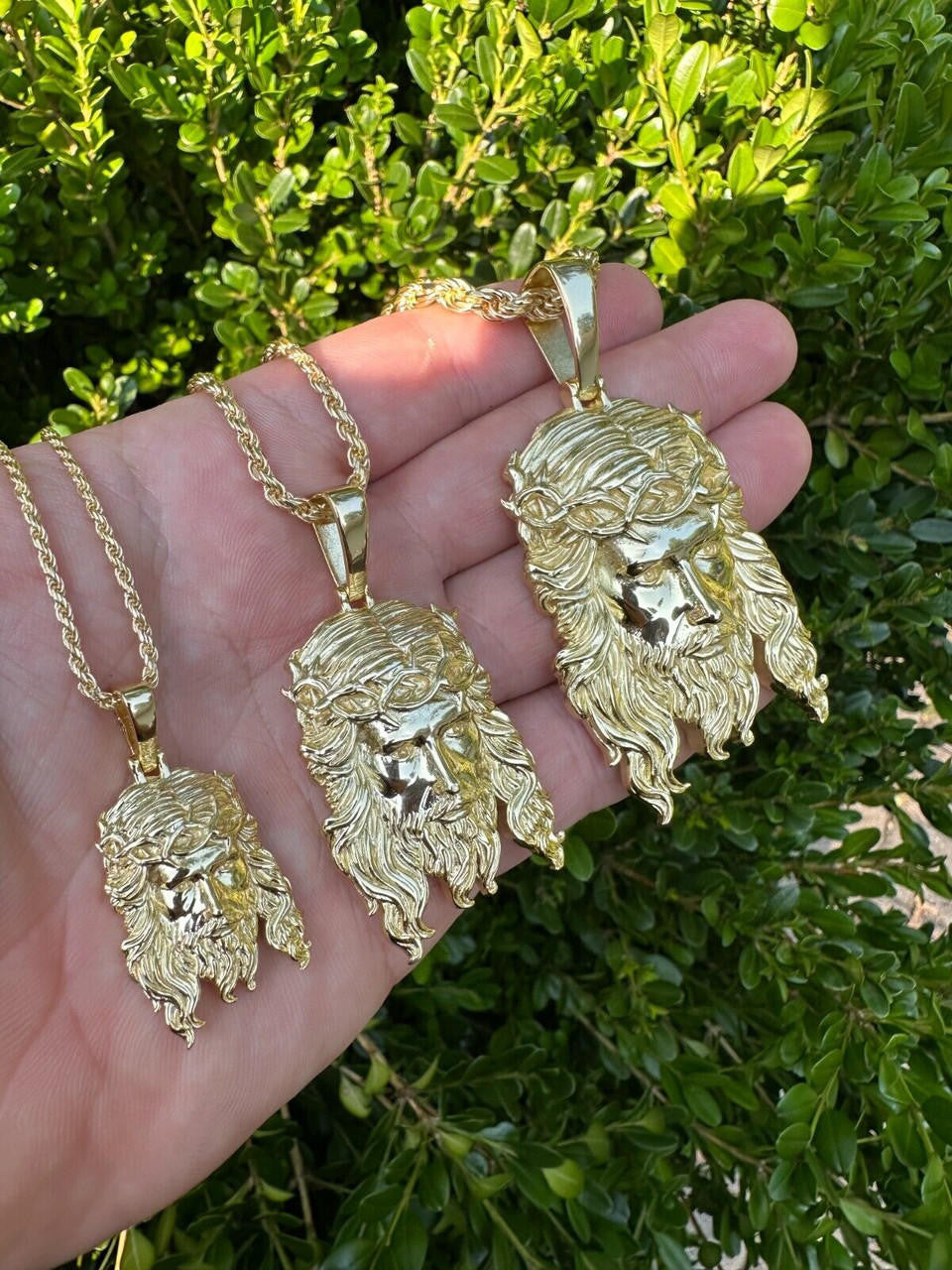 HarlemBling HEAVY SOLID Real 14k Gold Over 925 Sterling Silver Jesus Piece Pendant - 1-2.5"