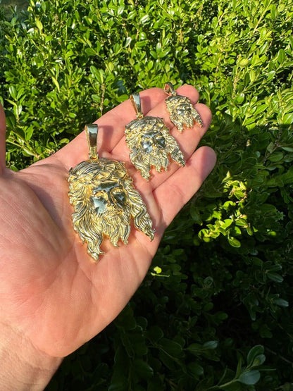 HarlemBling HEAVY SOLID Real 14k Gold Over 925 Sterling Silver Jesus Piece Pendant - 1-2.5"