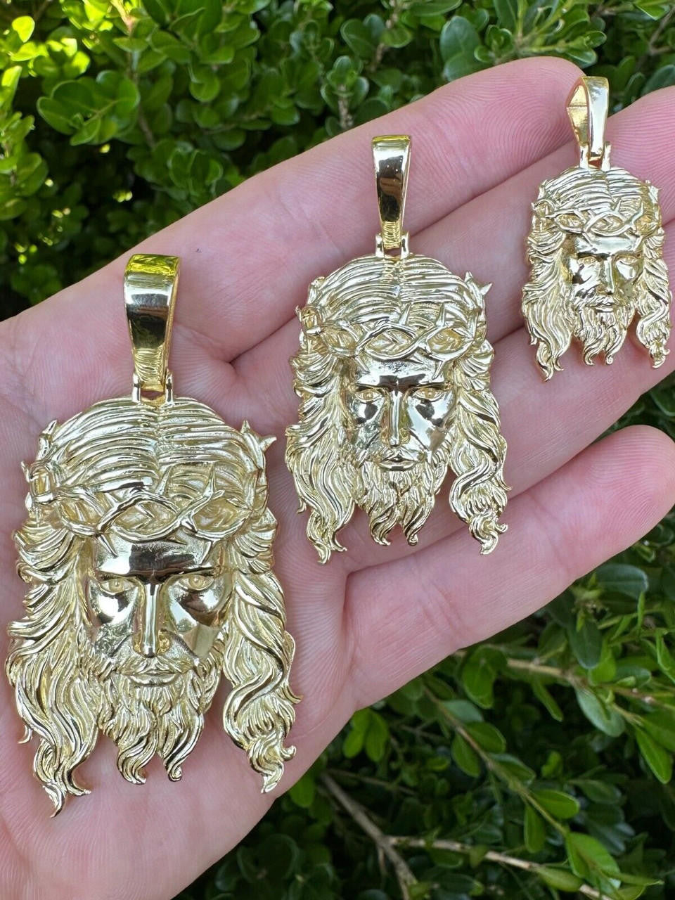 HarlemBling HEAVY SOLID Real 14k Gold Over 925 Sterling Silver Jesus Piece Pendant - 1-2.5"