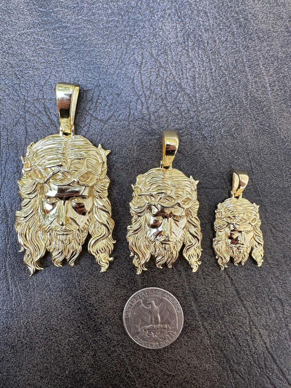 HarlemBling HEAVY SOLID Real 14k Gold Over 925 Sterling Silver Jesus Piece Pendant - 1-2.5"