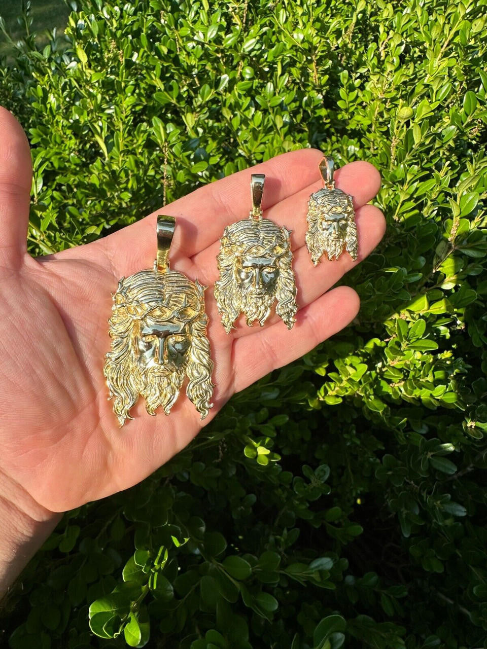 HarlemBling HEAVY SOLID Real 14k Gold Over 925 Sterling Silver Jesus Piece Pendant - 1-2.5"