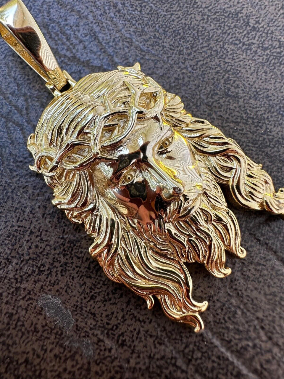 HarlemBling HEAVY SOLID Real 14k Gold Over 925 Sterling Silver Jesus Piece Pendant - 1-2.5"