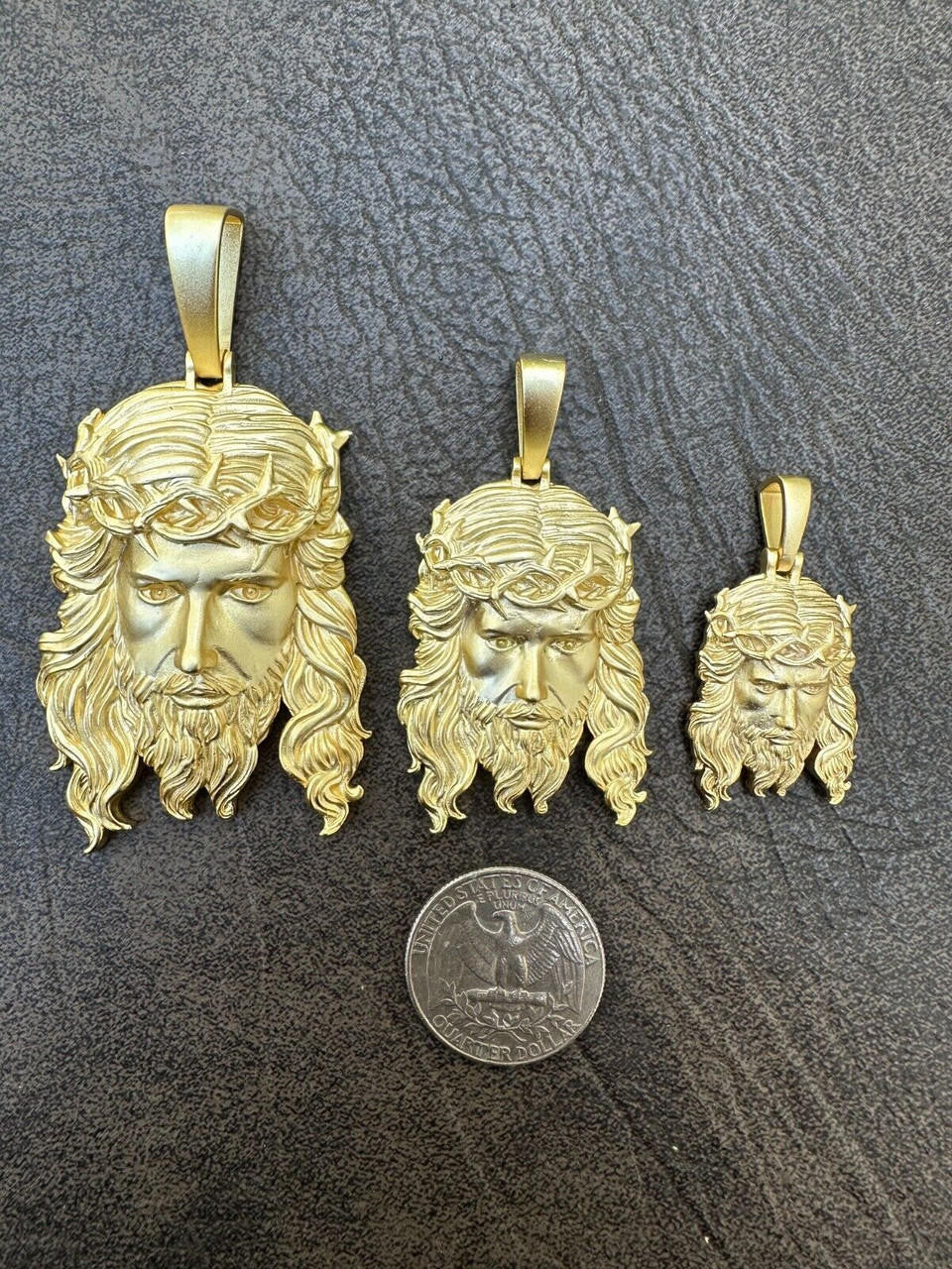 HarlemBling HEAVY SOLID Real 14k Gold Over 925 Sterling Silver Jesus Piece Pendant Necklace