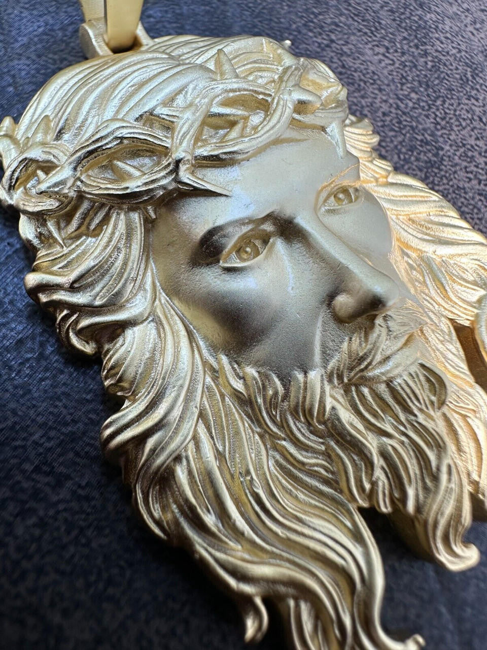 HarlemBling HEAVY SOLID Real 14k Gold Over 925 Sterling Silver Jesus Piece Pendant Necklace