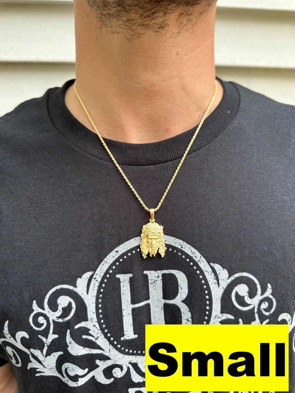 HarlemBling HEAVY SOLID Real 14k Gold Over 925 Sterling Silver Jesus Piece Pendant Necklace