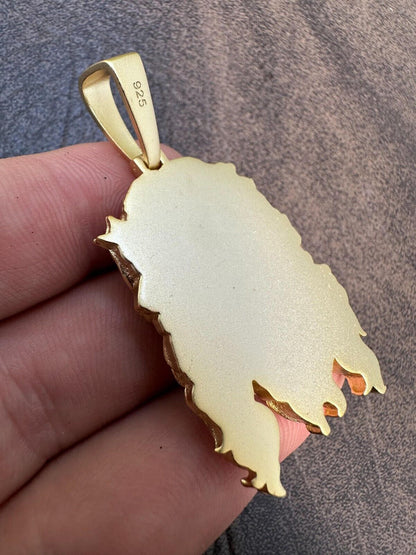 HarlemBling HEAVY SOLID Real 14k Gold Over 925 Sterling Silver Jesus Piece Pendant Necklace