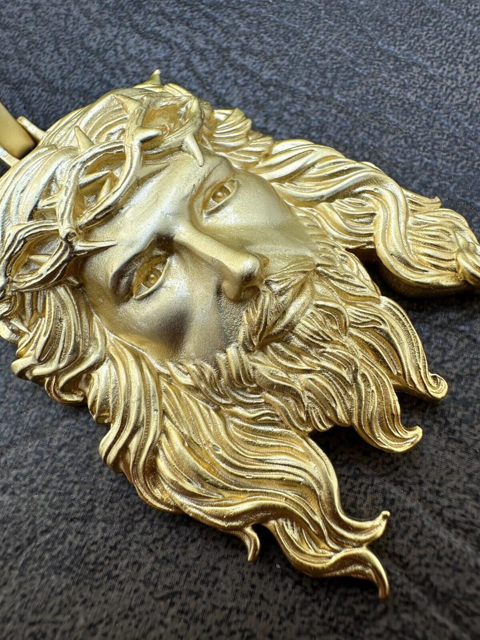 HarlemBling HEAVY SOLID Real 14k Gold Over 925 Sterling Silver Jesus Piece Pendant Necklace