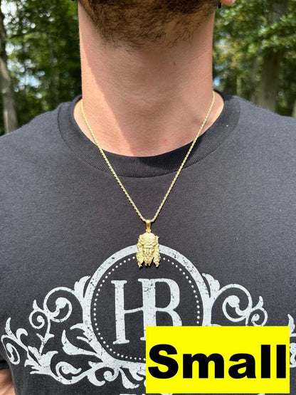HarlemBling HEAVY SOLID Real 14k Gold Over 925 Sterling Silver Jesus Piece Pendant Necklace