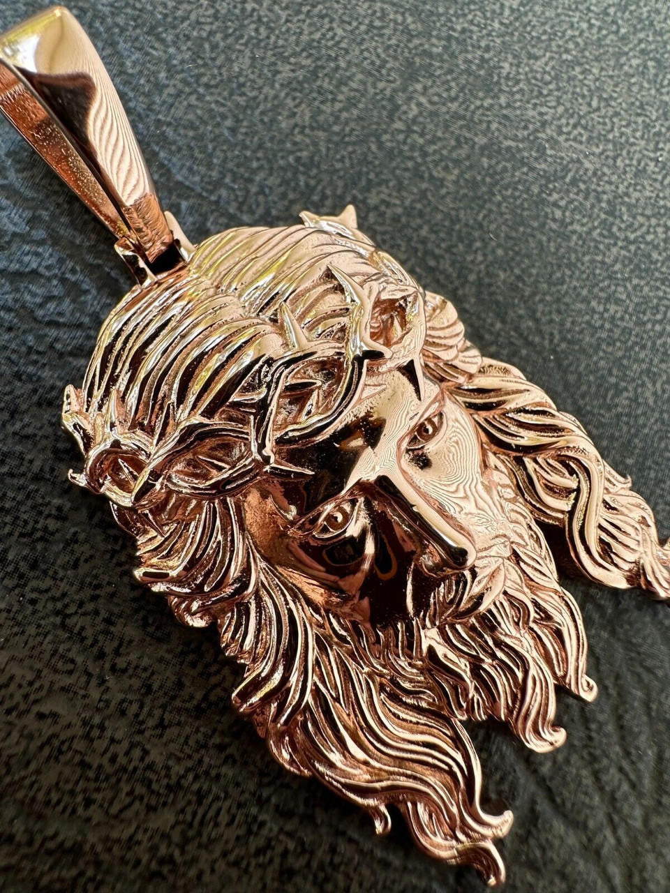 HarlemBling HEAVY SOLID Real 14k Rose Gold 925 Sterling Silver Jesus Piece Pendant - 1-2.5"