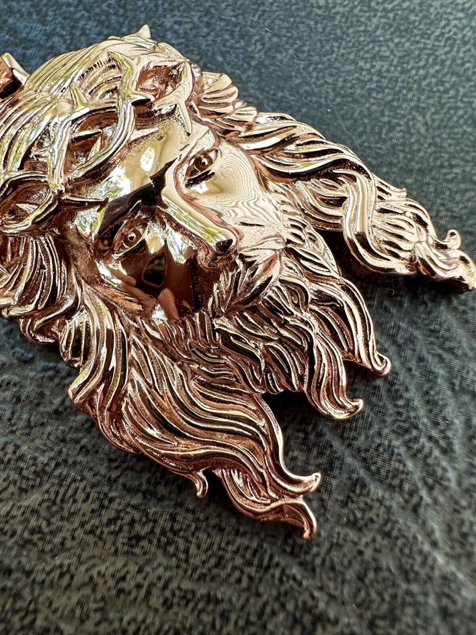 HarlemBling HEAVY SOLID Real 14k Rose Gold 925 Sterling Silver Jesus Piece Pendant - 1-2.5"