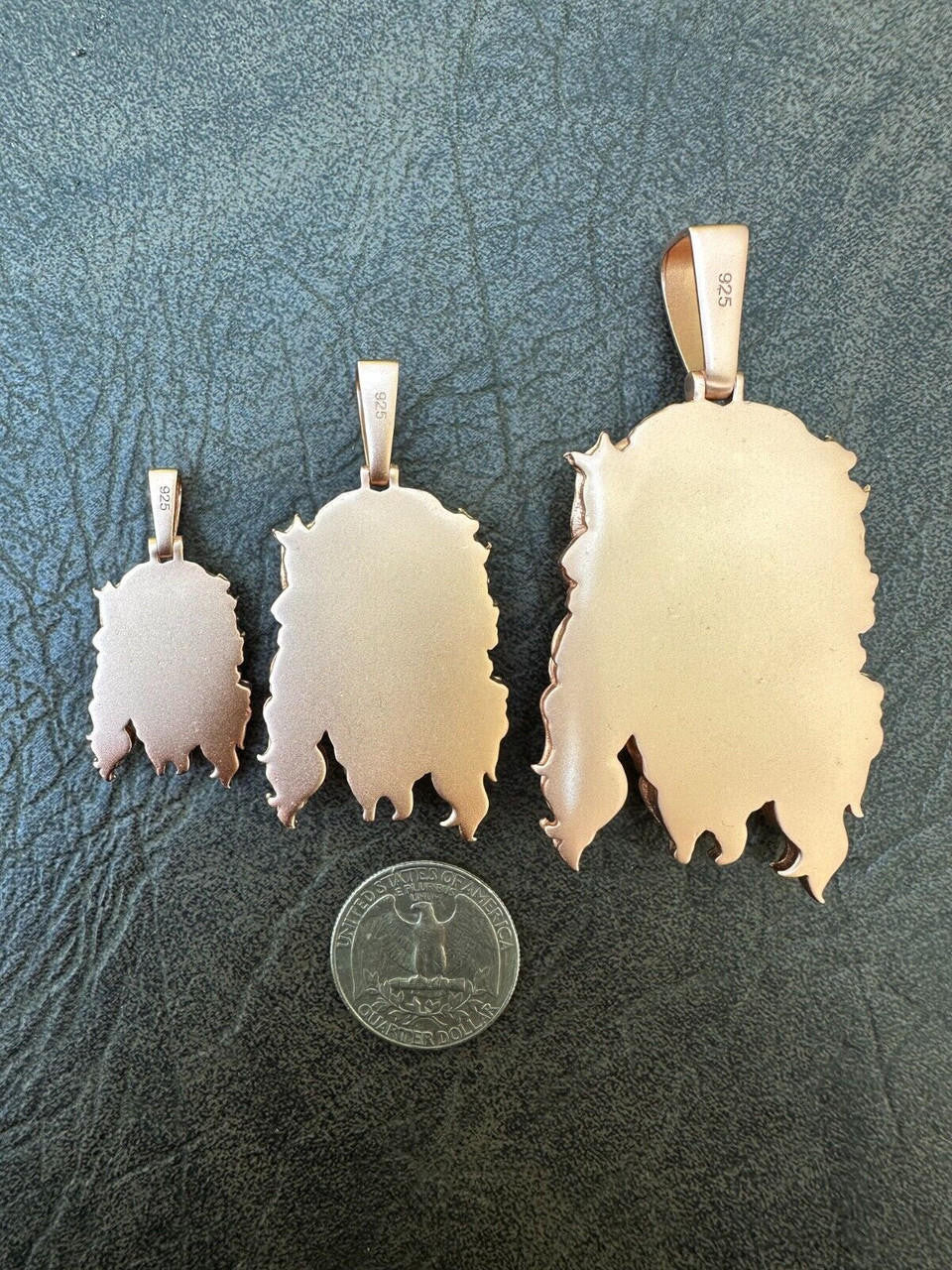 HarlemBling HEAVY SOLID Real 14k Rose Gold 925 Sterling Silver Jesus Piece Pendant Necklace