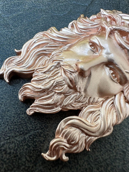 HarlemBling HEAVY SOLID Real 14k Rose Gold 925 Sterling Silver Jesus Piece Pendant Necklace