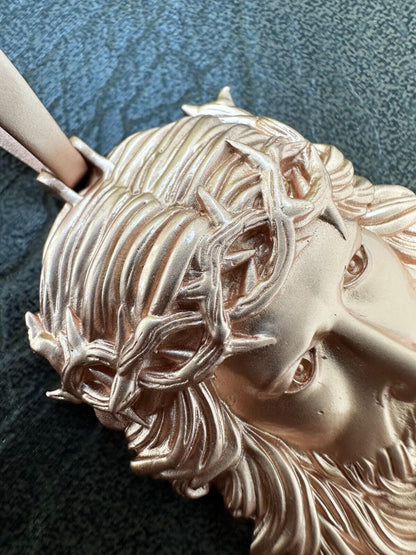 HarlemBling HEAVY SOLID Real 14k Rose Gold 925 Sterling Silver Jesus Piece Pendant Necklace