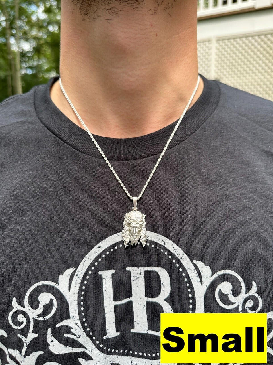 HarlemBling HEAVY SOLID Real 925 Sterling Silver Jesus Piece Iced Pendant Necklace - 3 Sizes
