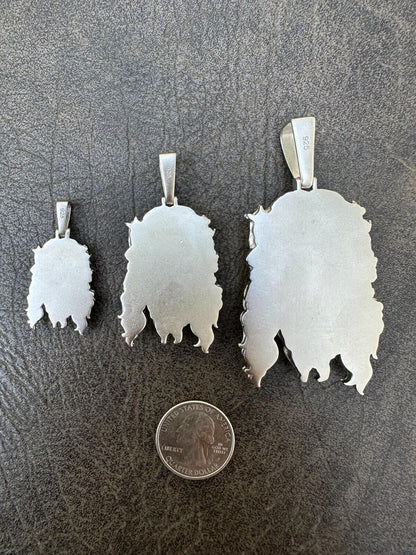 HarlemBling HEAVY SOLID Real 925 Sterling Silver Jesus Piece Iced Pendant Necklace - 3 Sizes