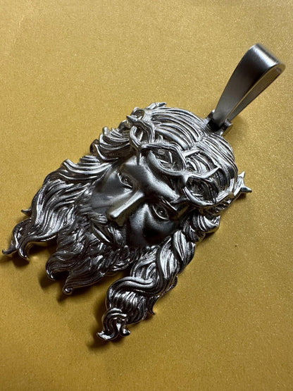 HarlemBling HEAVY SOLID Real 925 Sterling Silver Jesus Piece Iced Pendant Necklace - 3 Sizes
