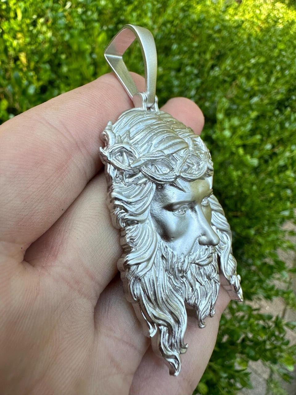 HarlemBling HEAVY SOLID Real 925 Sterling Silver Jesus Piece Iced Pendant Necklace - 3 Sizes