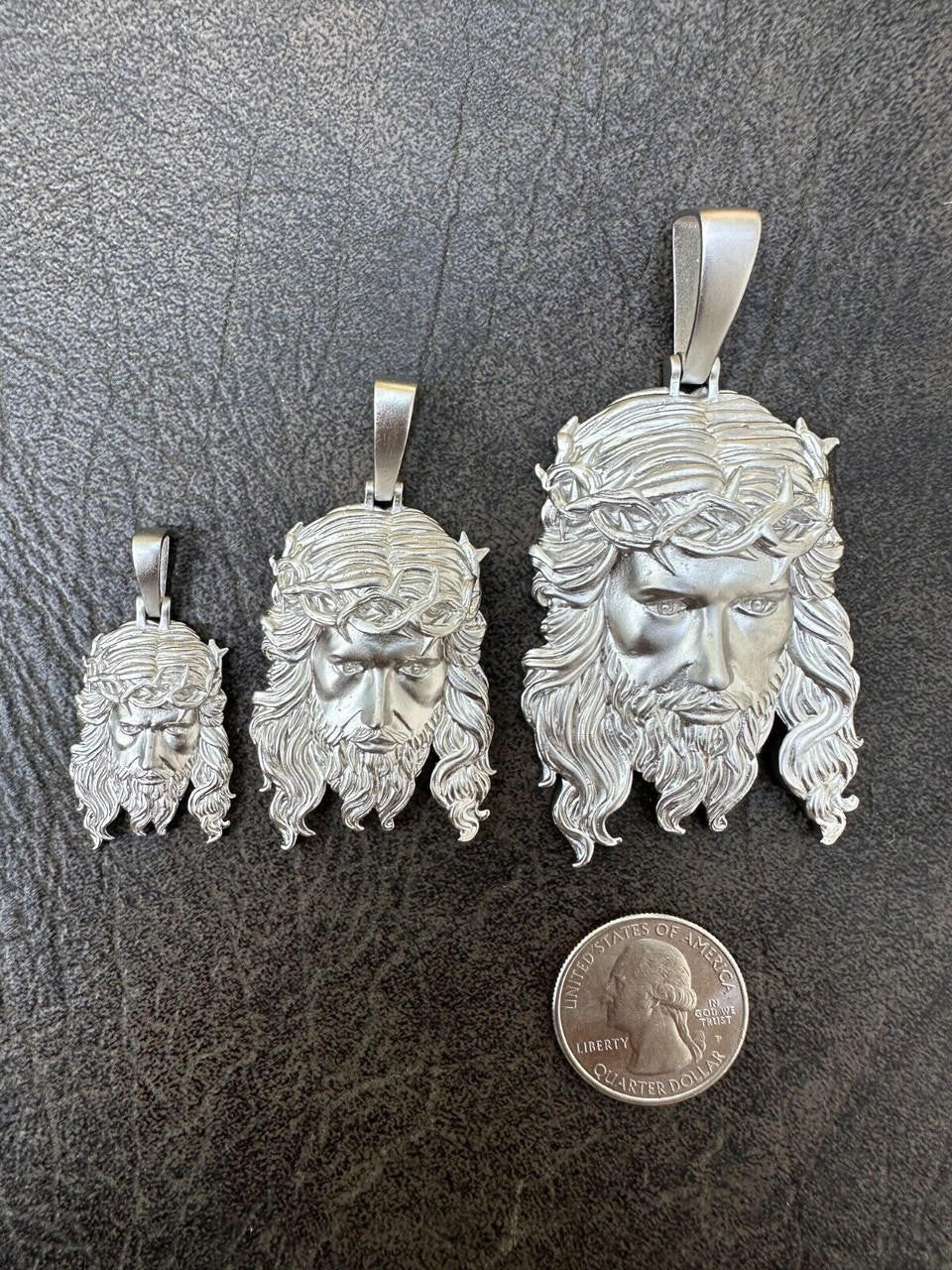 HarlemBling HEAVY SOLID Real 925 Sterling Silver Jesus Piece Iced Pendant Necklace - 3 Sizes