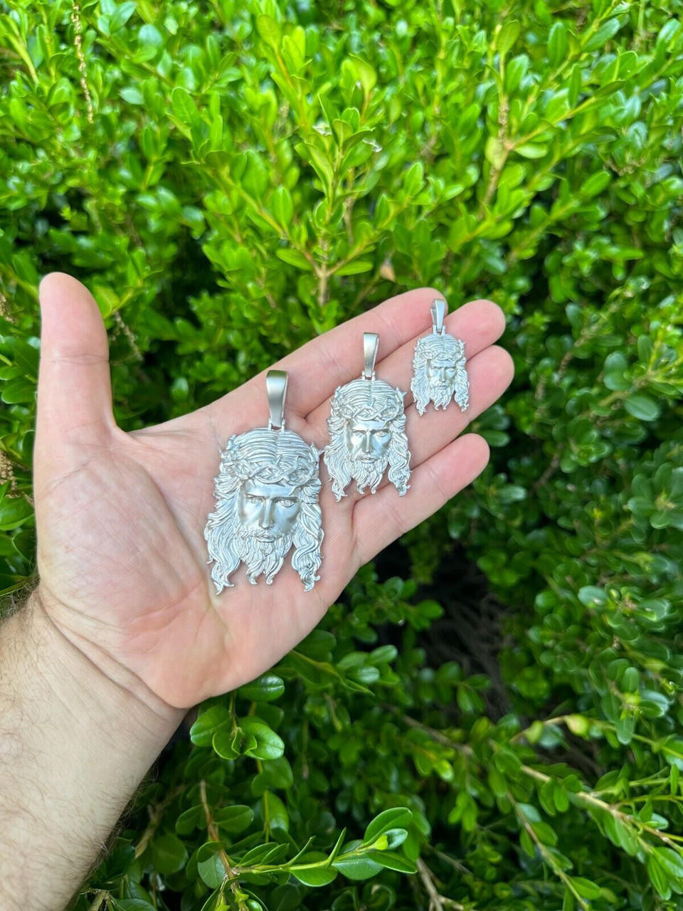 HarlemBling HEAVY SOLID Real 925 Sterling Silver Jesus Piece Iced Pendant Necklace - 3 Sizes