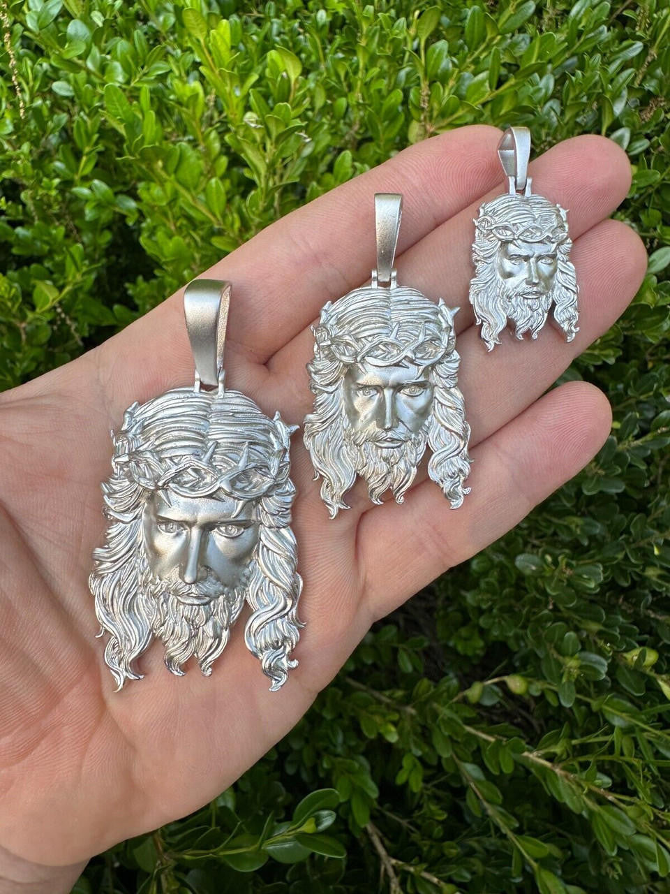 HarlemBling HEAVY SOLID Real 925 Sterling Silver Jesus Piece Iced Pendant Necklace - 3 Sizes