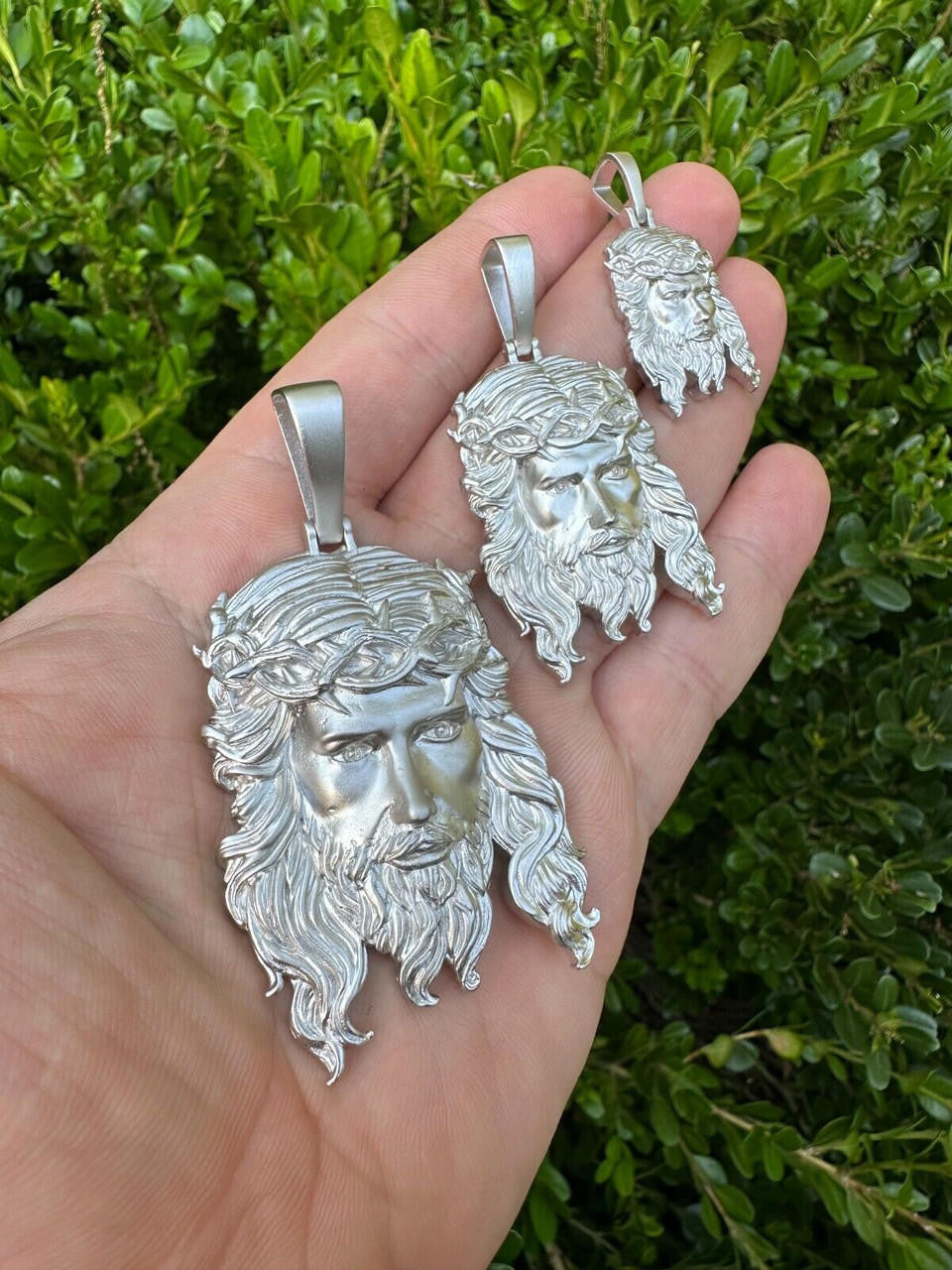 HarlemBling HEAVY SOLID Real 925 Sterling Silver Jesus Piece Iced Pendant Necklace - 3 Sizes