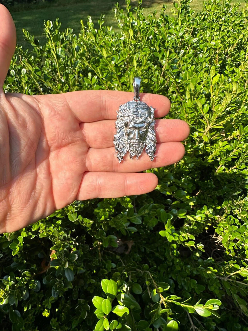 HarlemBling HEAVY SOLID Real Solid 925 Sterling Silver Jesus Piece Pendant Necklace - 1-2.5"