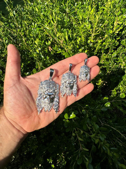 HarlemBling HEAVY SOLID Real Solid 925 Sterling Silver Jesus Piece Pendant Necklace - 1-2.5"