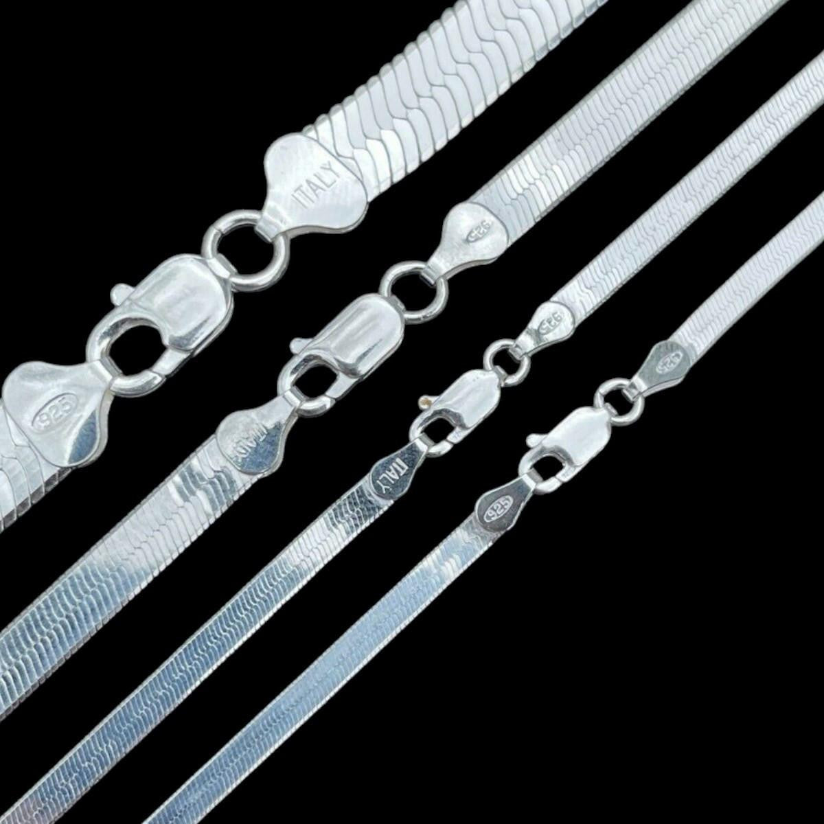HarlemBling Herringbone Chain Necklace - 925 Sterling Silver - 14"-28" - 3mm-9mm