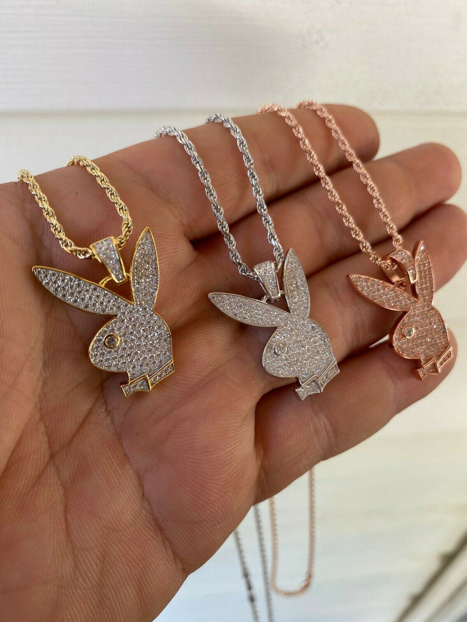 Hip Hop Playboy Bunny Necklace, Real 925 Silver | Harlem Bling