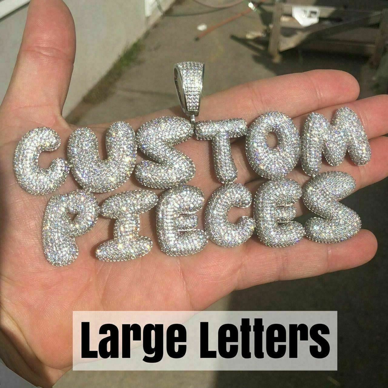 HarlemBling HipHop Real Custom Bubble Letter Name Pendant Iced Moissanite Pass Diamond Test