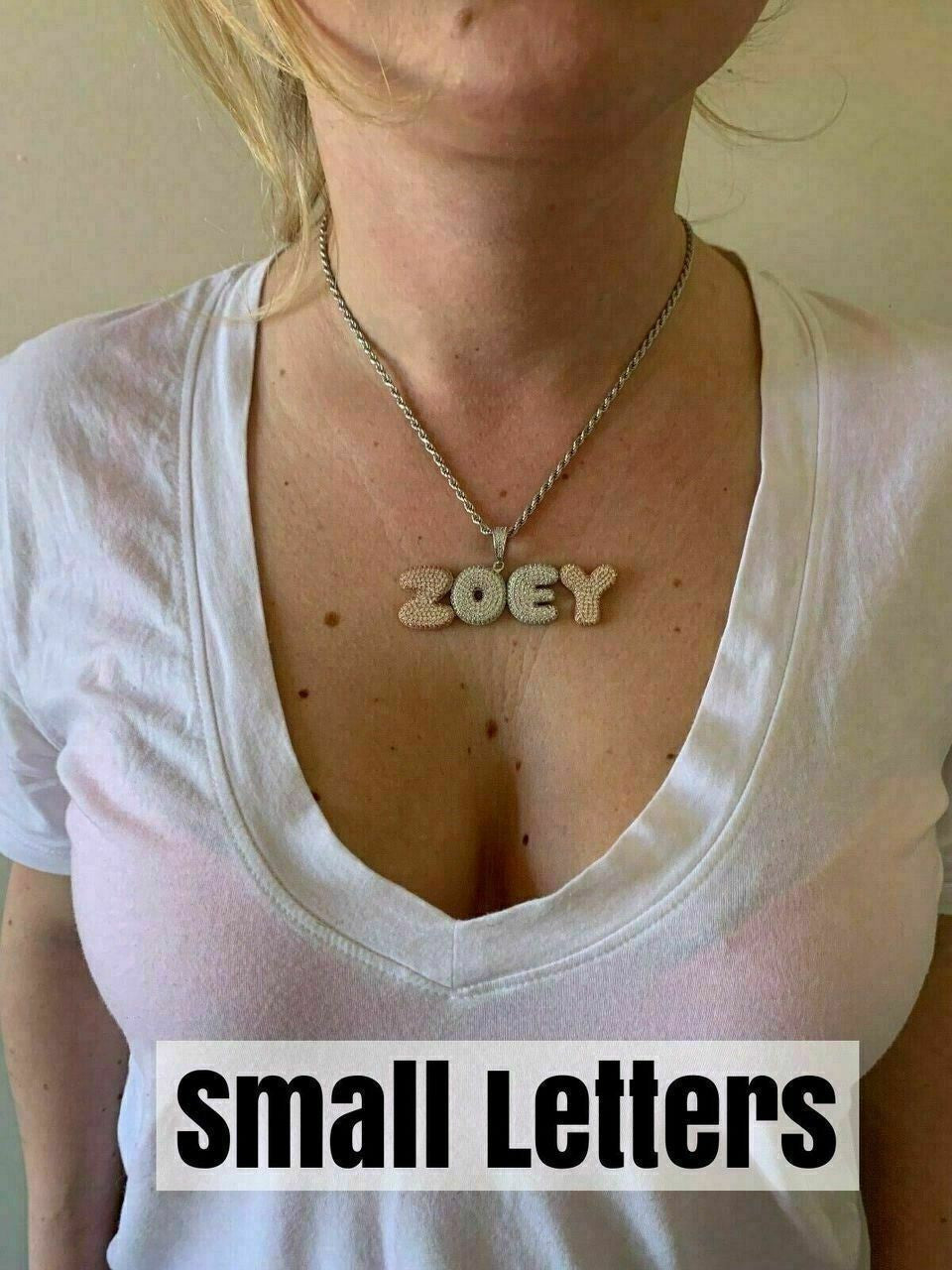 HarlemBling HipHop Real Custom Bubble Letter Name Pendant Iced Moissanite Pass Diamond Test