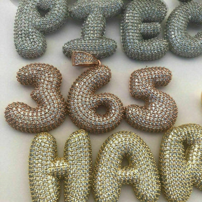 HarlemBling HipHop Real Custom Bubble Letter Name Pendant Iced Moissanite Pass Diamond Test