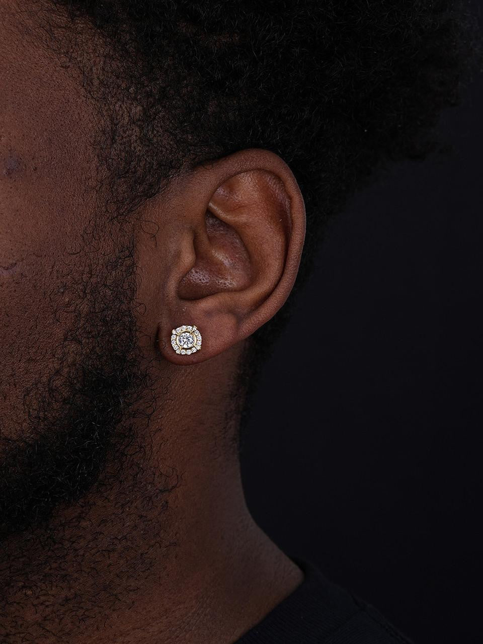 HarlemBling Hollywood Swag Iced Out Earrings - 14k Gold Vermeil 925 Silver - CZ Stones - 9.5mm