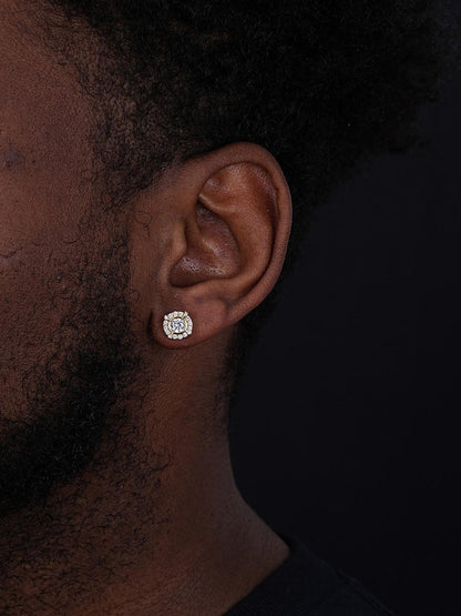 HarlemBling Hollywood Swag Iced Out Earrings - 14k Gold Vermeil 925 Silver - CZ Stones - 9.5mm