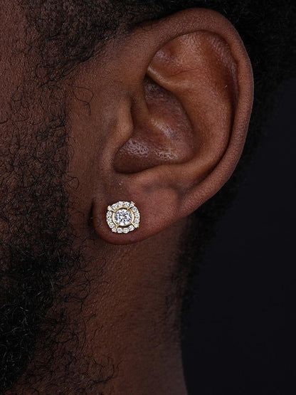 HarlemBling Hollywood Swag Iced Out Earrings - 14k Gold Vermeil 925 Silver - CZ Stones - 9.5mm