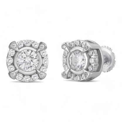 HarlemBling Hollywood Swag Iced Out Earrings - 925 Silver - CZ Stones - 9.5mm